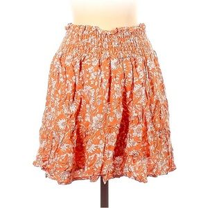 Cupcakes and Cashmere Tropical Floral Faux Wrap Mini Skirt